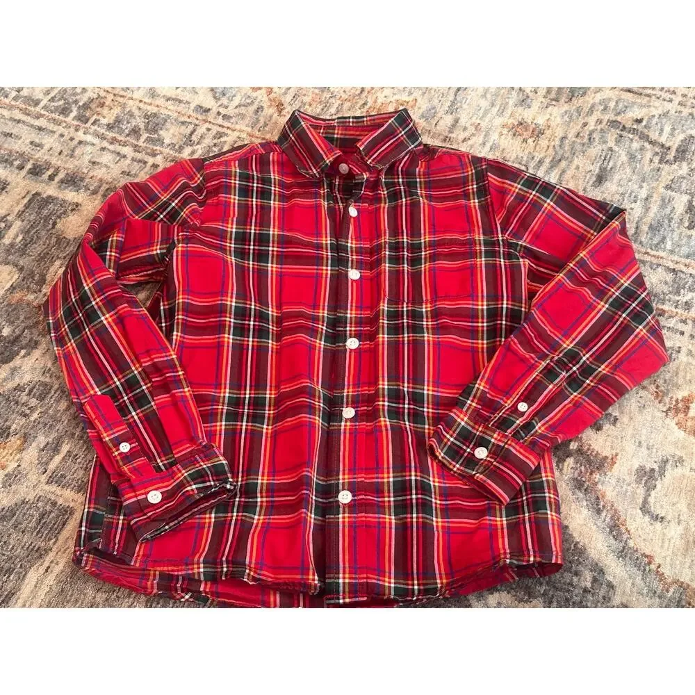 The Children’s Place Boys Plaid Button Front Shirt Long Sleeve Size 7/8